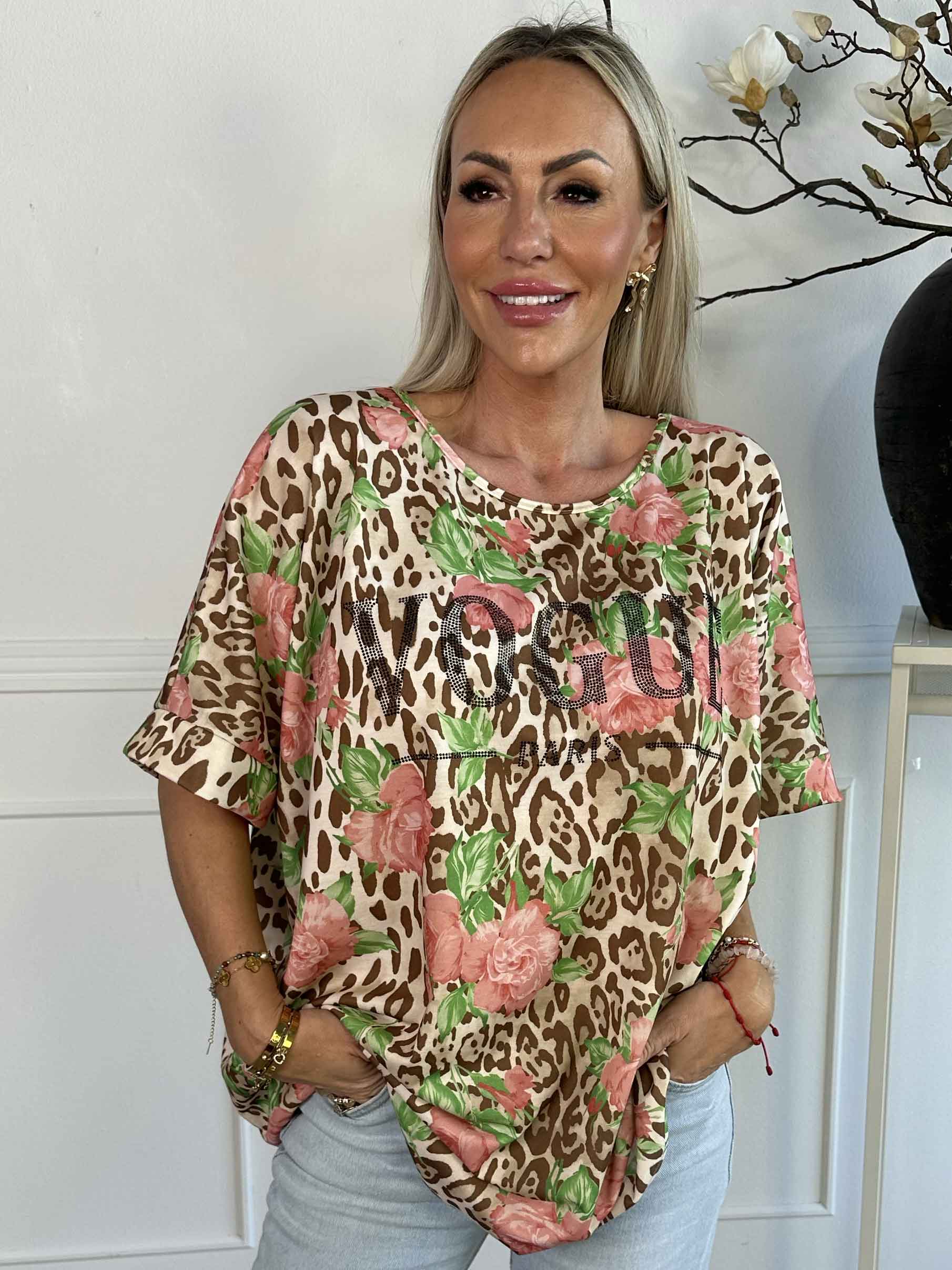 Mintu Leo - Blødt t-shirt i bomuld med leopardprint